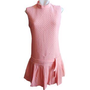 Medium Vintage 60's Pink Sleeveless Textured Mini Dress Drop Waist Mod USA